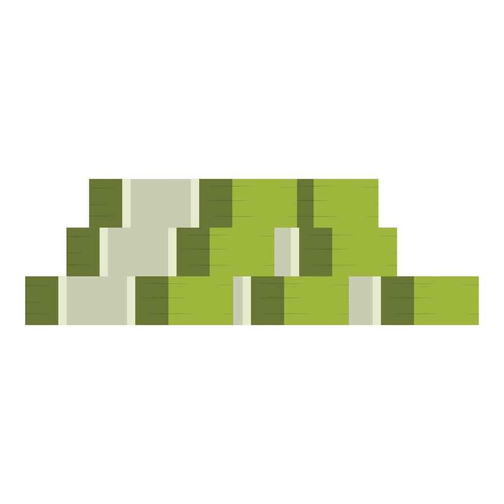 Pixel art depicting stacked banknotes forming a pyramid or staircase shape vector