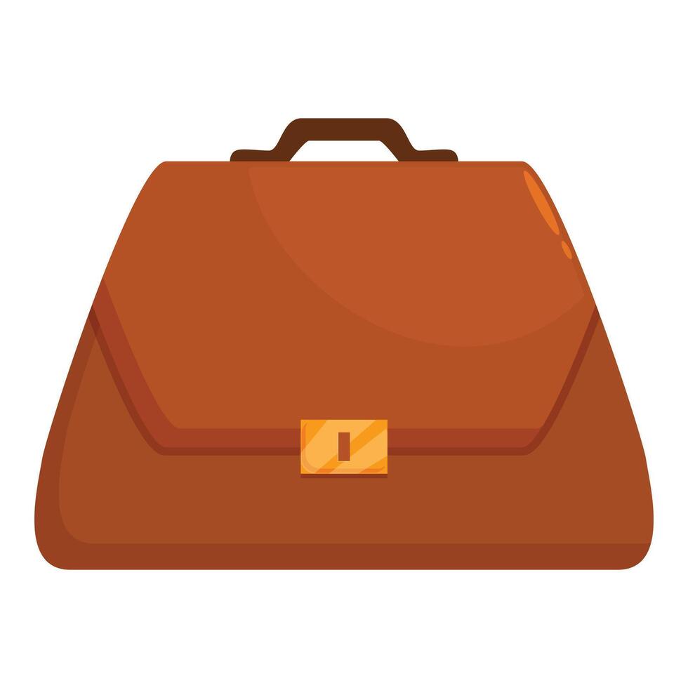 Brown leather briefcase closing with golden lock vector