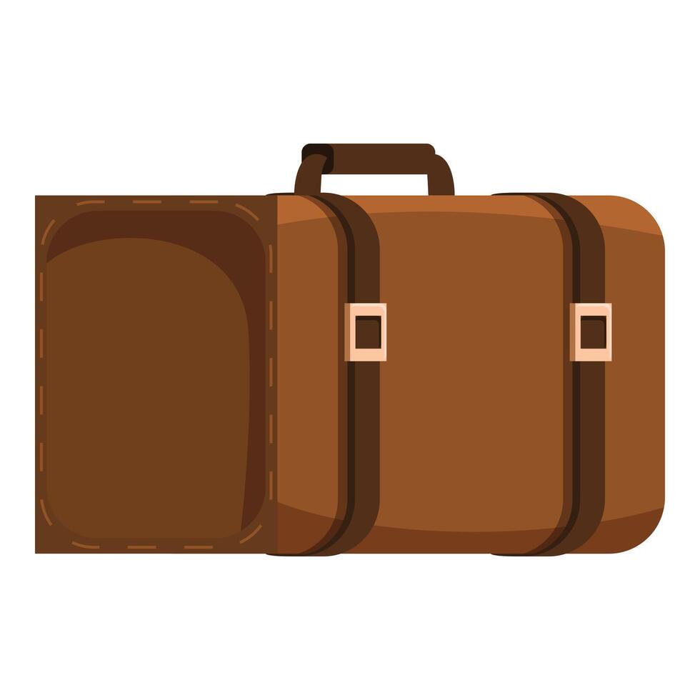 Brown retro suitcase ready for traveling and vacation vector
