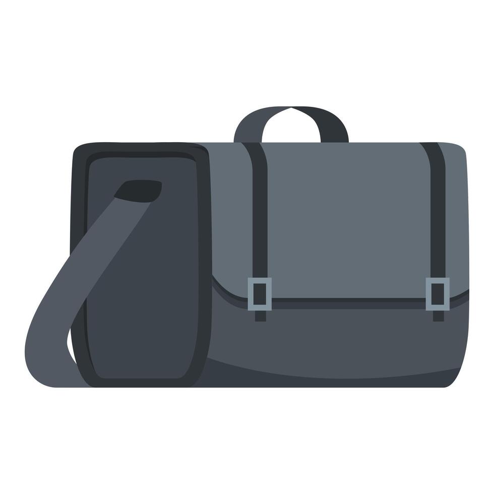 Grey messenger bag with shoulder strap and buckles vector
