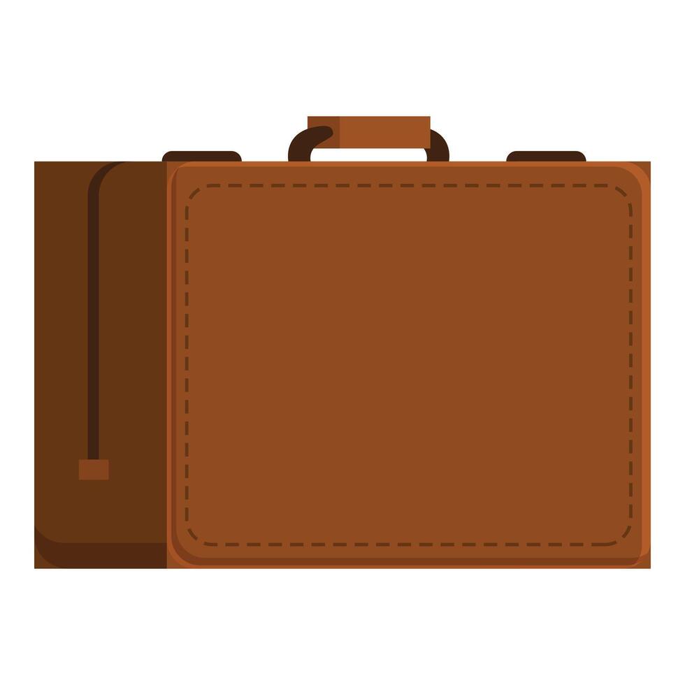 Brown leather suitcase with side pocket embracing wanderlust vector