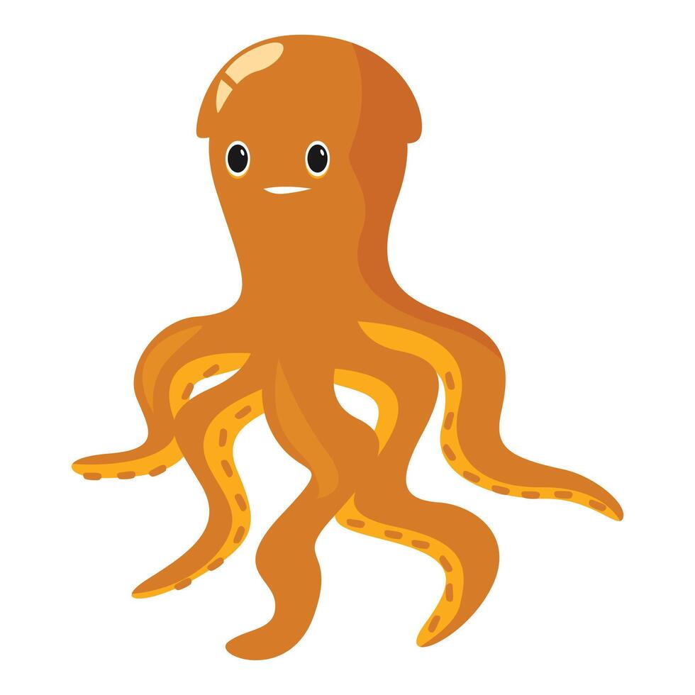 Happy cartoon octopus character smiling and waving tentacles vector