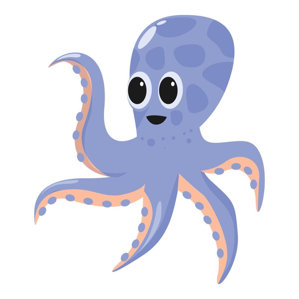 Cute cartoon octopus swimming and smiling with big eyes vector