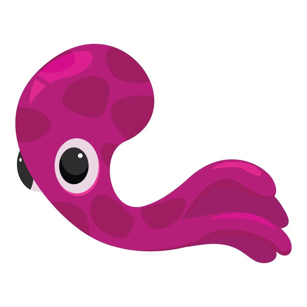 Cute purple cartoon squid swimming underwater vector