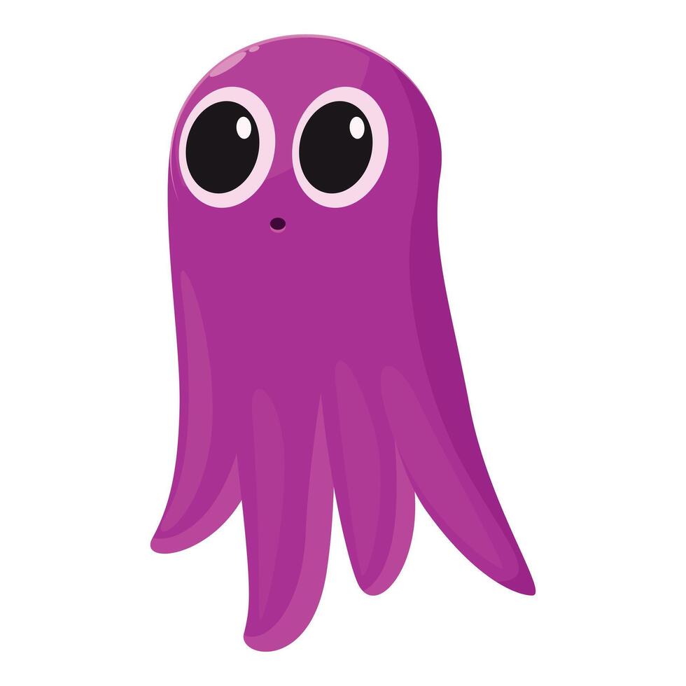 Surprised purple octopus floating with big eyes vector