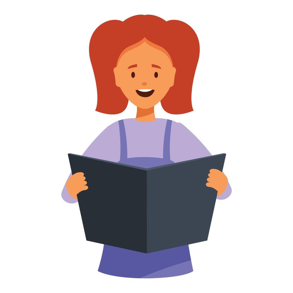 Smiling girl reading a book and enjoying story time vector