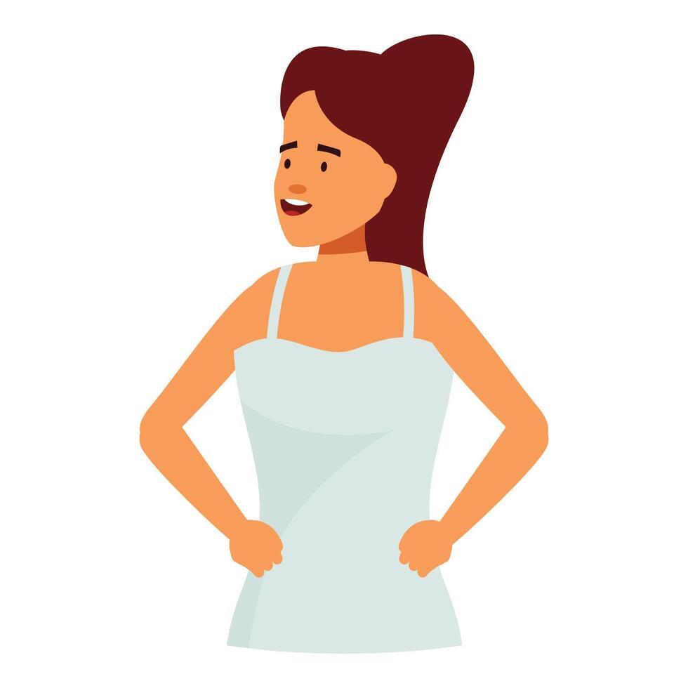Confident woman smiling and posing with hands on hips vector