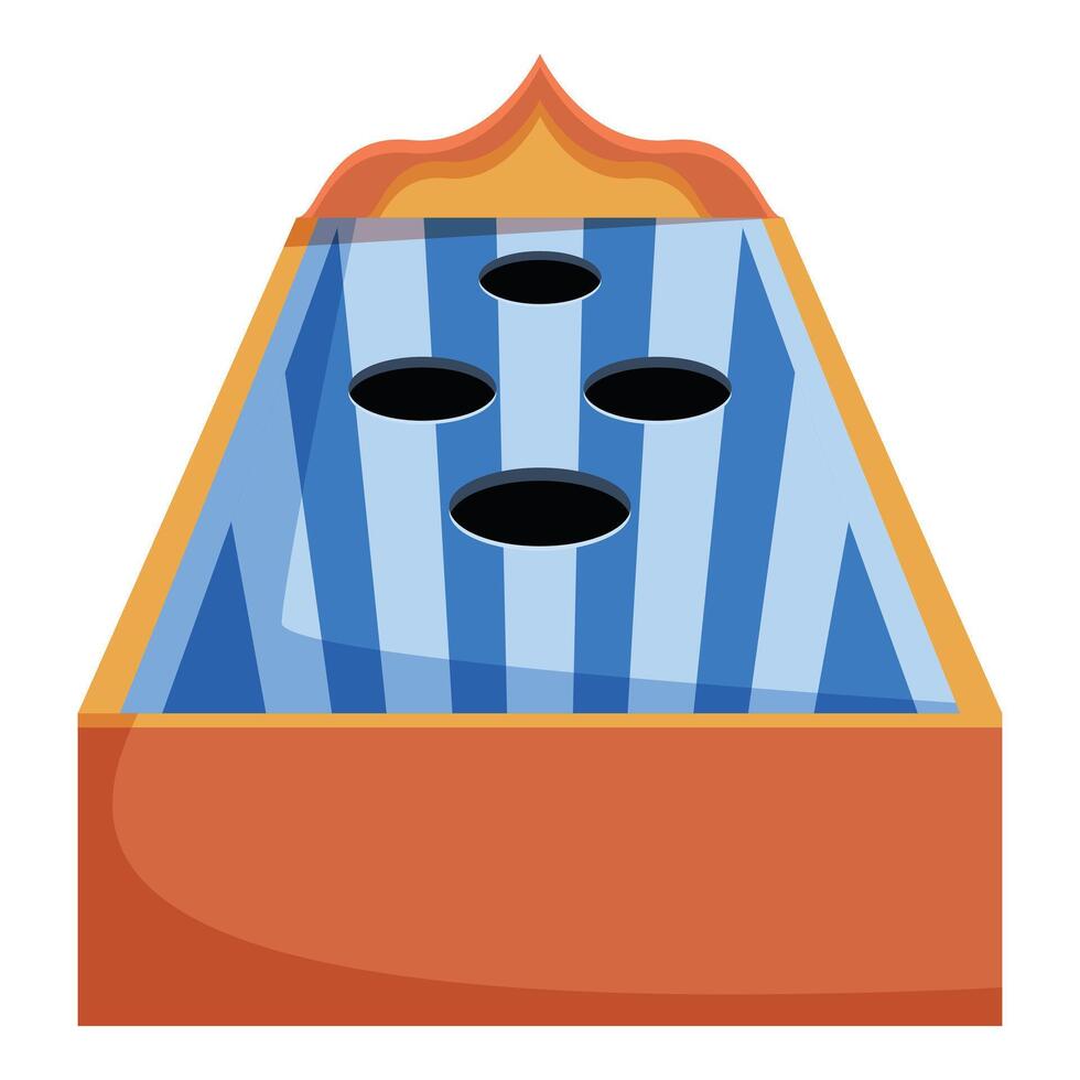 Beanbag toss game on tabletop with blue striped surface vector