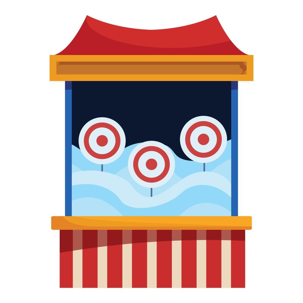 Shooting gallery booth with targets at amusement park or funfair vector