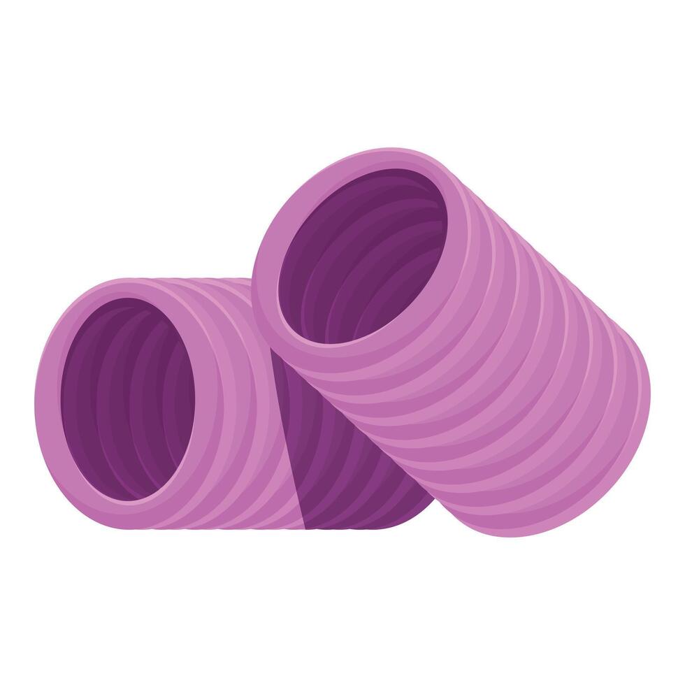 Two pink hair curlers crossing each other on white background vector