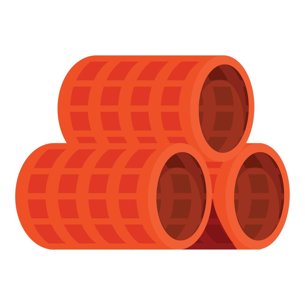 Orange perforated drainage pipes creating a stable stacked structure vector