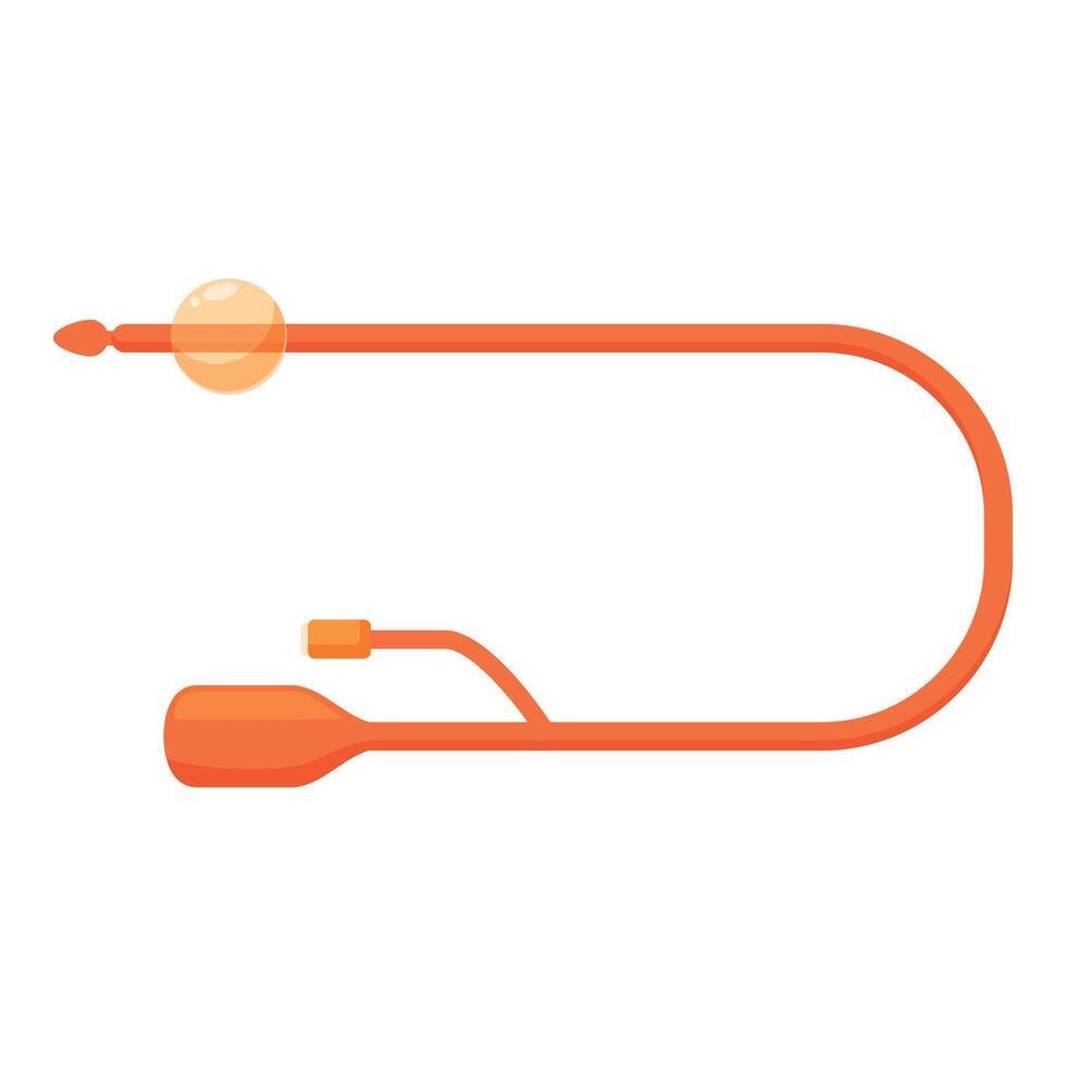 Orange urinary catheter with inflated balloon tip for medical procedures vector