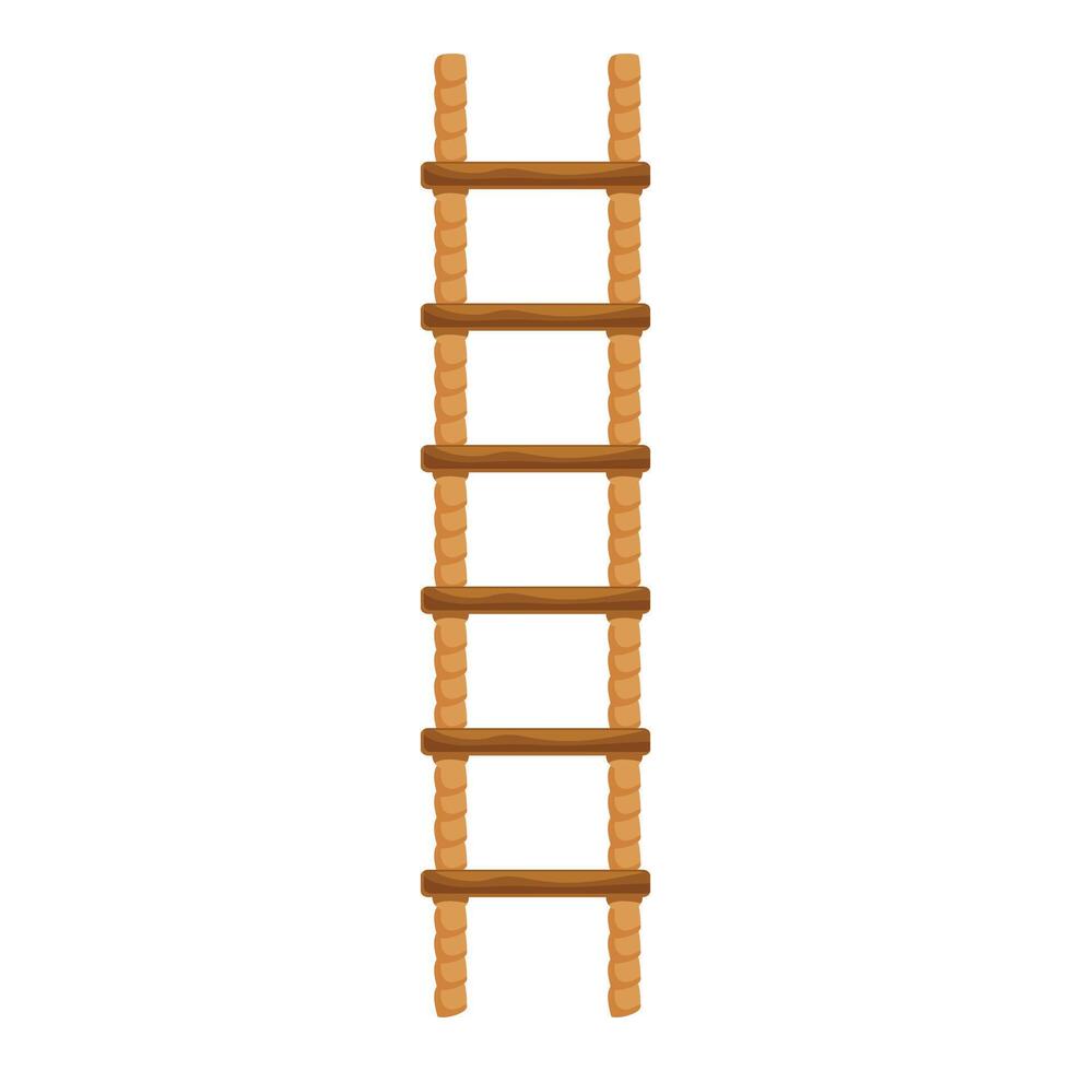 Wooden ladder with rope on white background representing growth and achievement vector