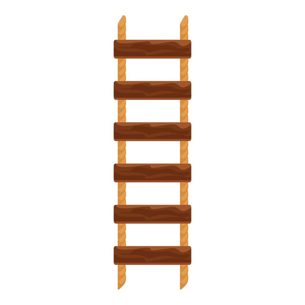 Rope ladder standing on white background, climbing equipment for adventure and exploration vector