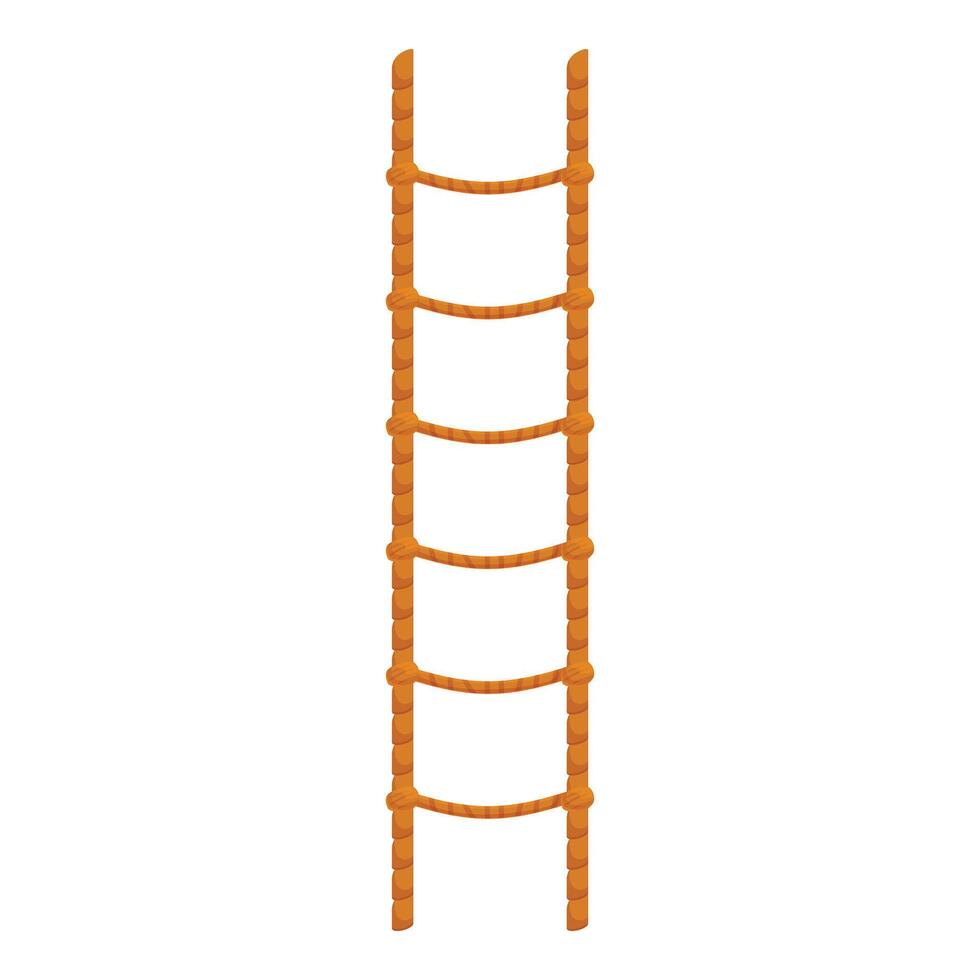Rope ladder hanging with wooden supports isolated on white background vector