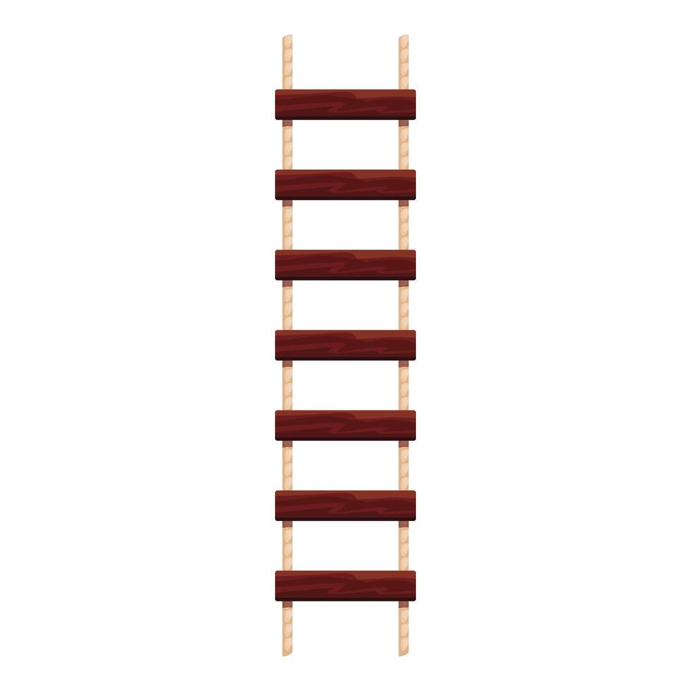 Rope ladder hanging with wooden steps on white background vector
