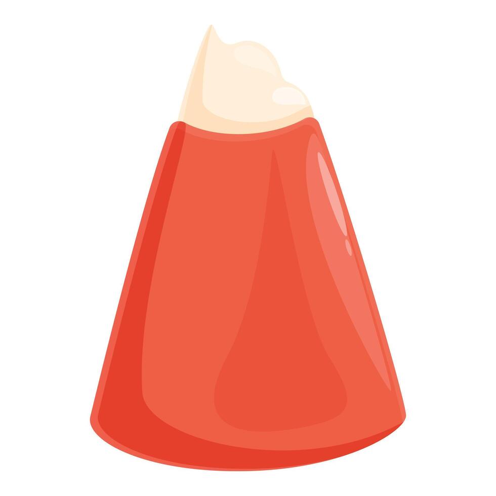 Delicious bitten jelly pudding with cream on top vector