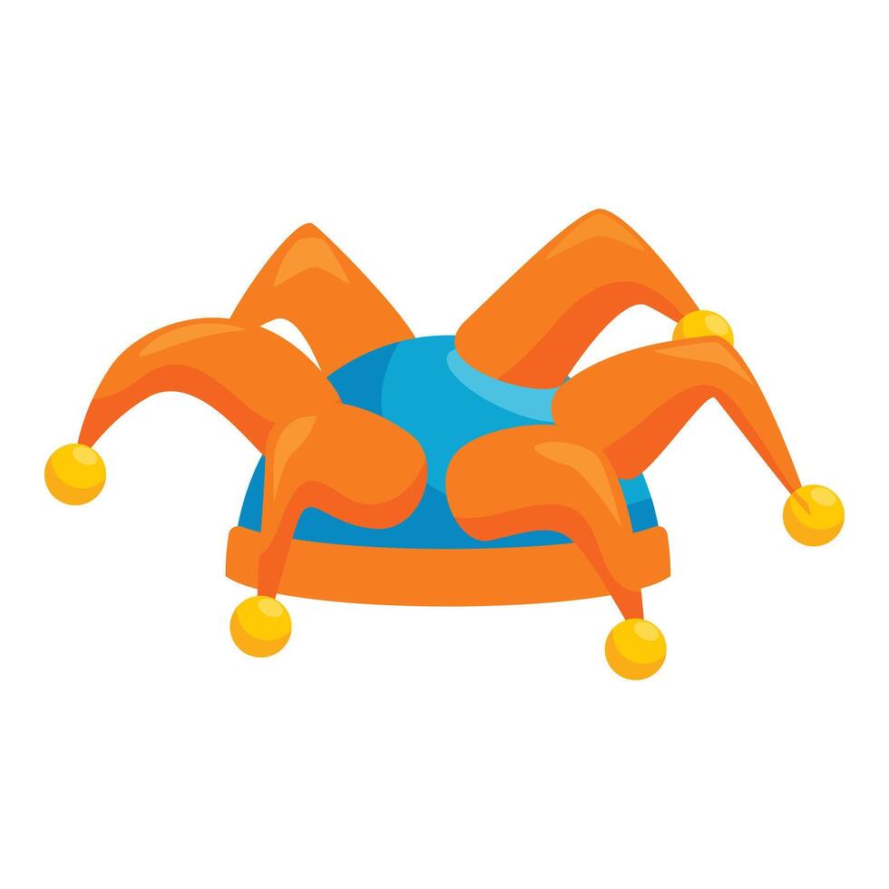 Colorful jester hat with orange tips and yellow balls is bringing joy and laughter vector