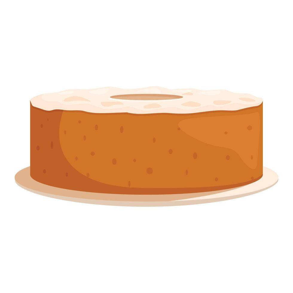 Delicious round cake with icing resting on a plate vector