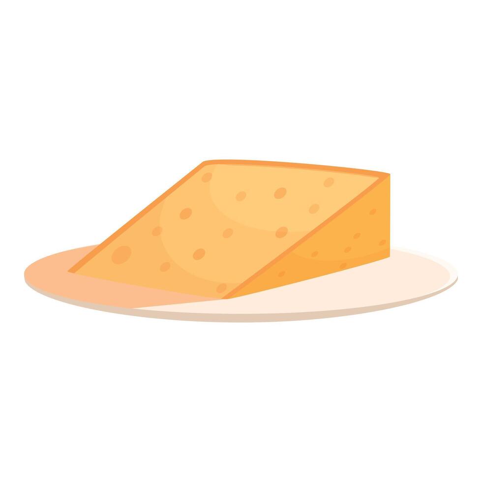 Triangular piece of cheese resting on plate, delicious dairy product vector