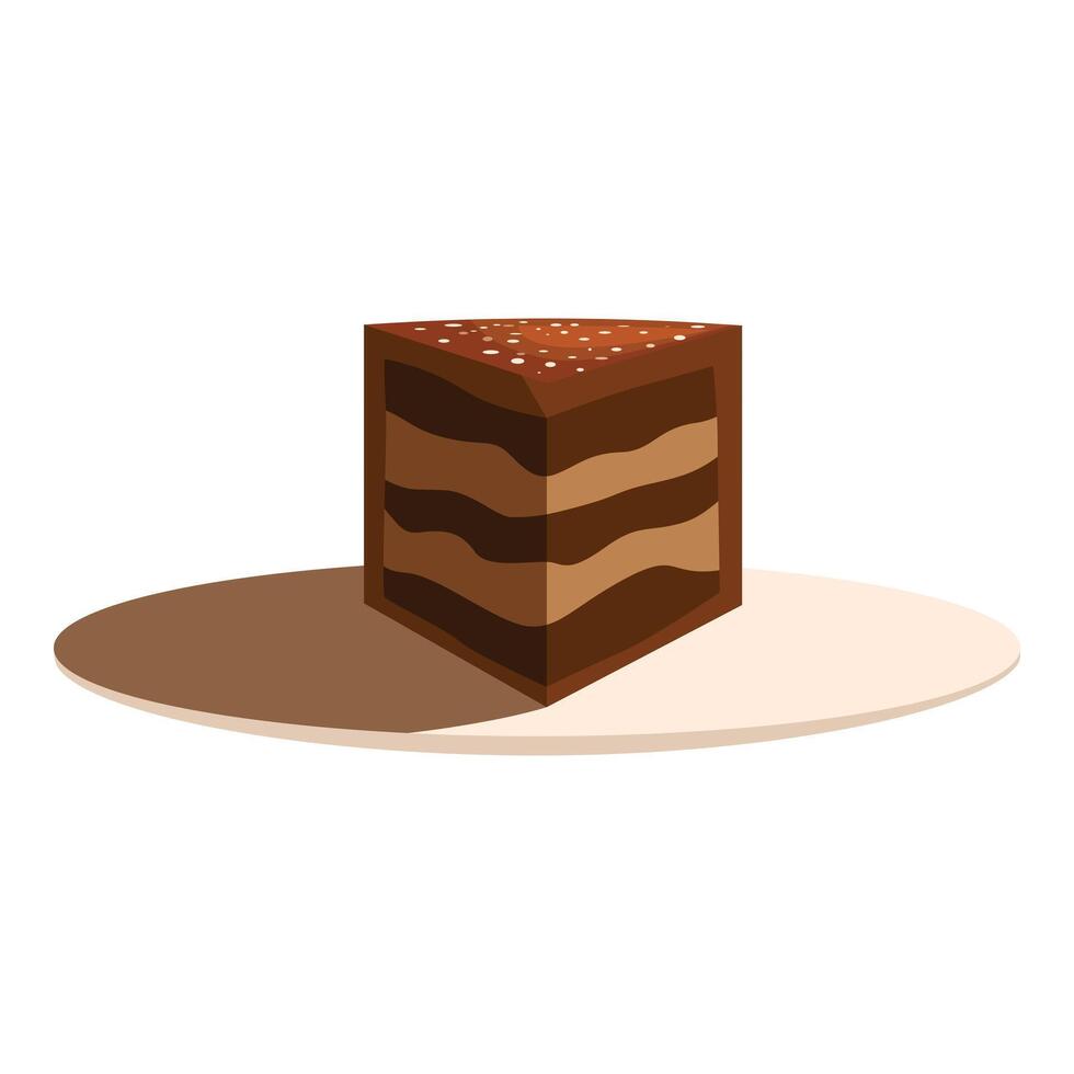 Delicious chocolate cake slice resting on plate vector