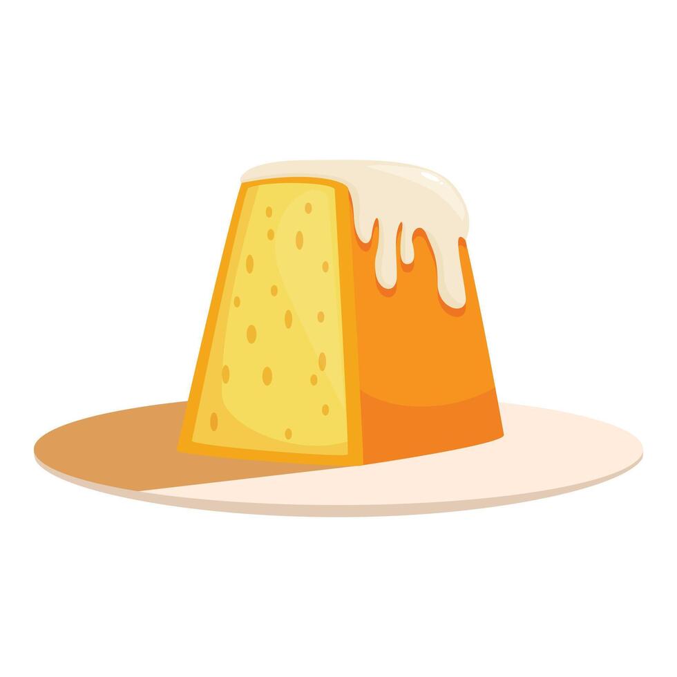 Delicious pudding cake with cream on plate vector