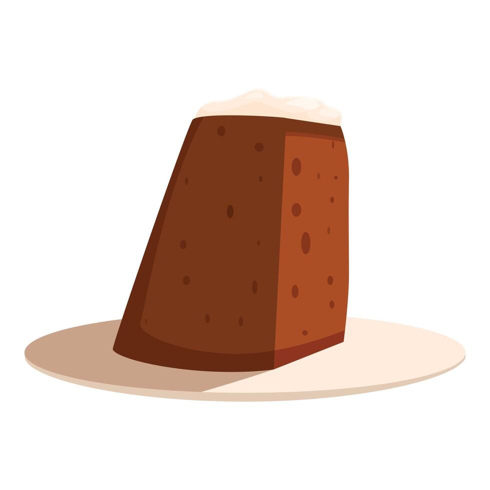 Slice of kulich, traditional easter bread with white icing, resting on plate vector
