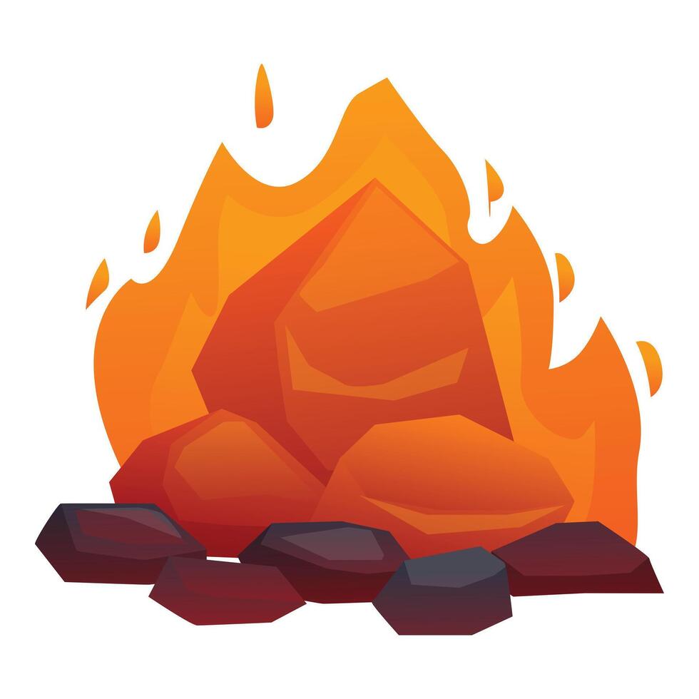Burning coals embracing fiery flames, a bonfire's warm glow vector