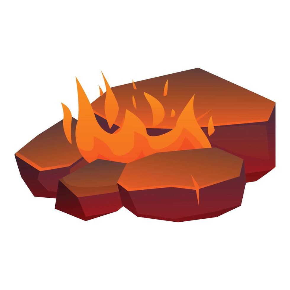 Burning bonfire on stone surface providing warmth and light vector