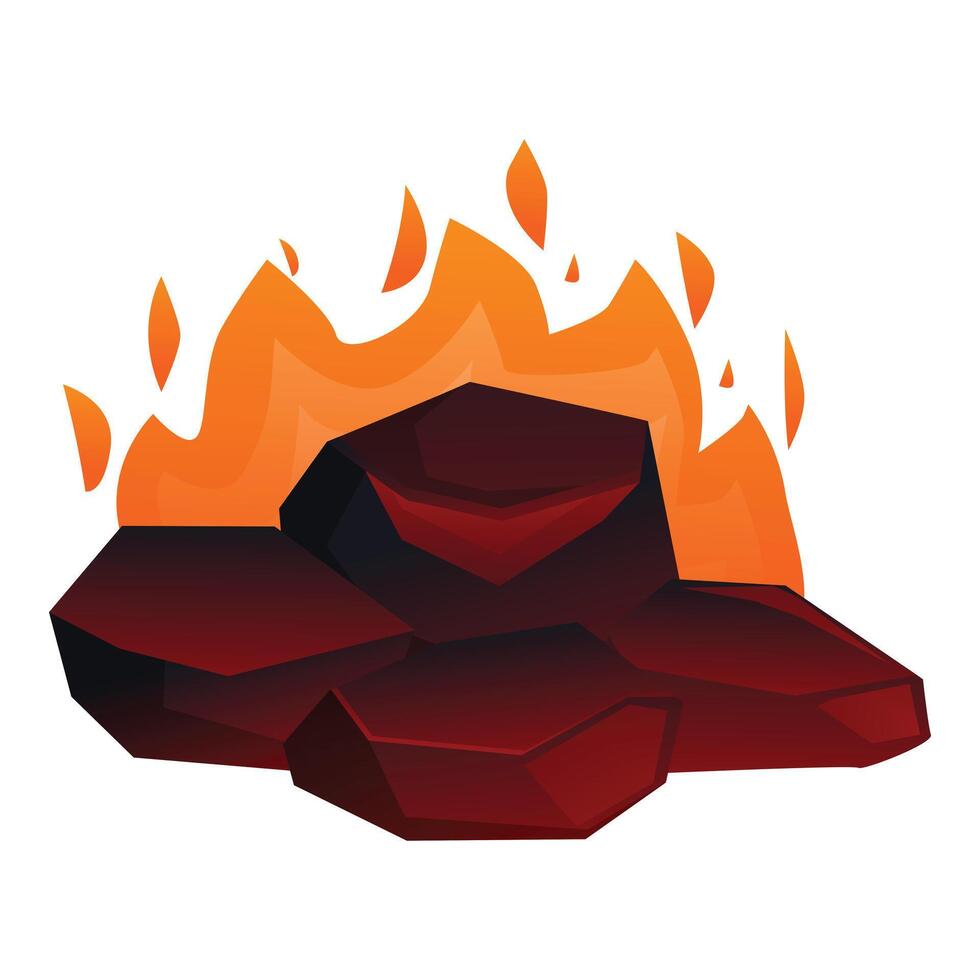 Burning coals generating intense heat and flames for grill vector