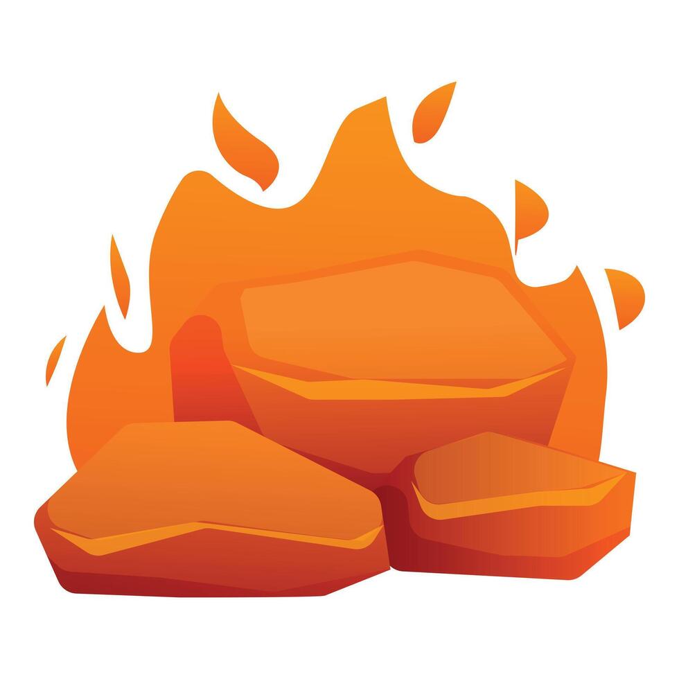 Burning hot coal embers with orange flames creating warmth vector