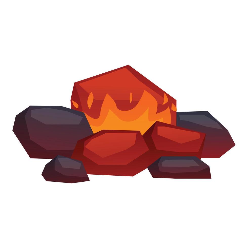Burning coals glowing with warmth and energy on white background vector