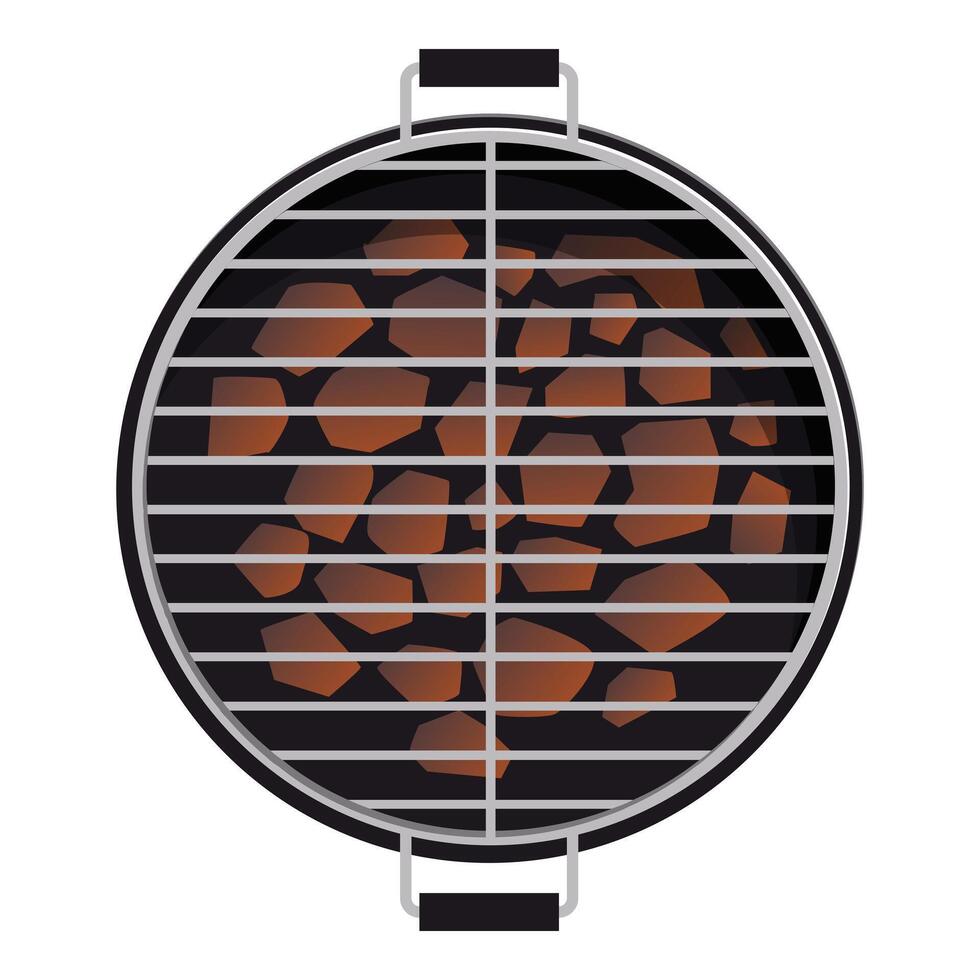 Round grill filled with hot coals ready for grilling food vector
