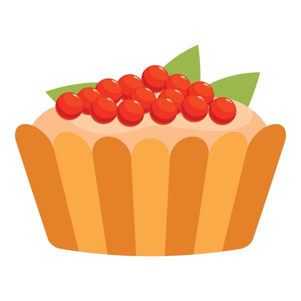 Delicious tartlet with cream and red currants, leaves topping pastry dessert vector