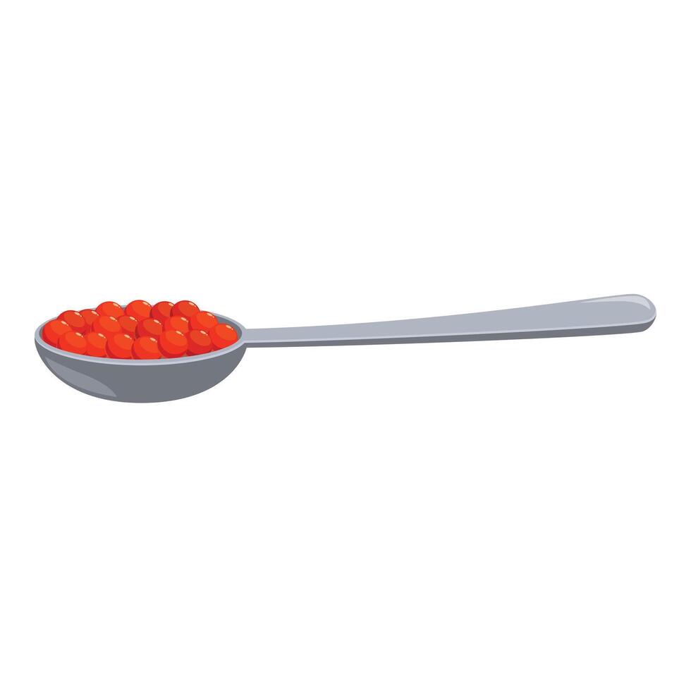 Spoon holding red caviar, seafood delicacy and luxury ingredient vector