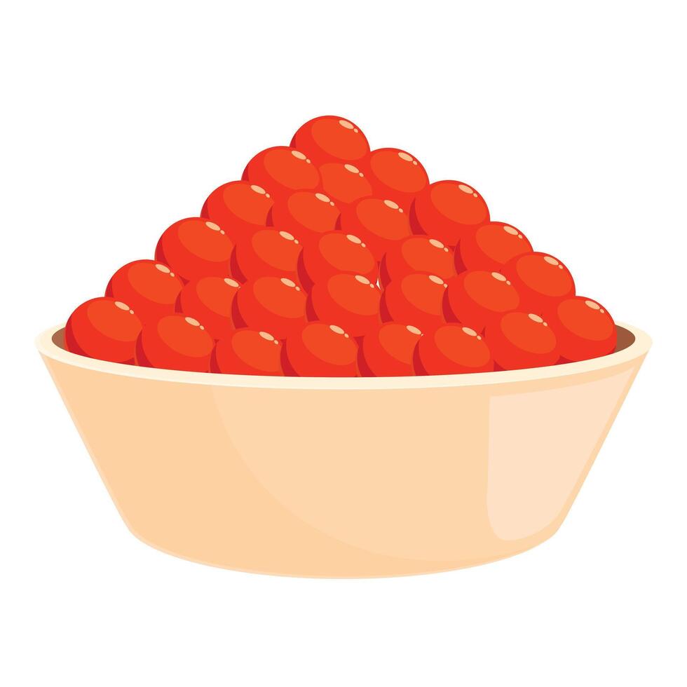 Red caviar filling a beige bowl, creating a luxurious seafood appetizer vector