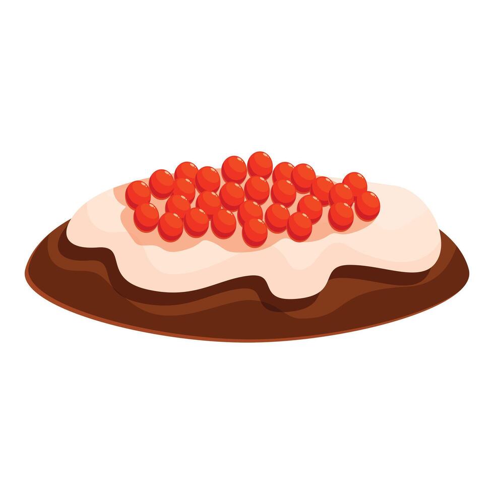 Delicious red caviar topping slice of bread with butter or cream cheese vector