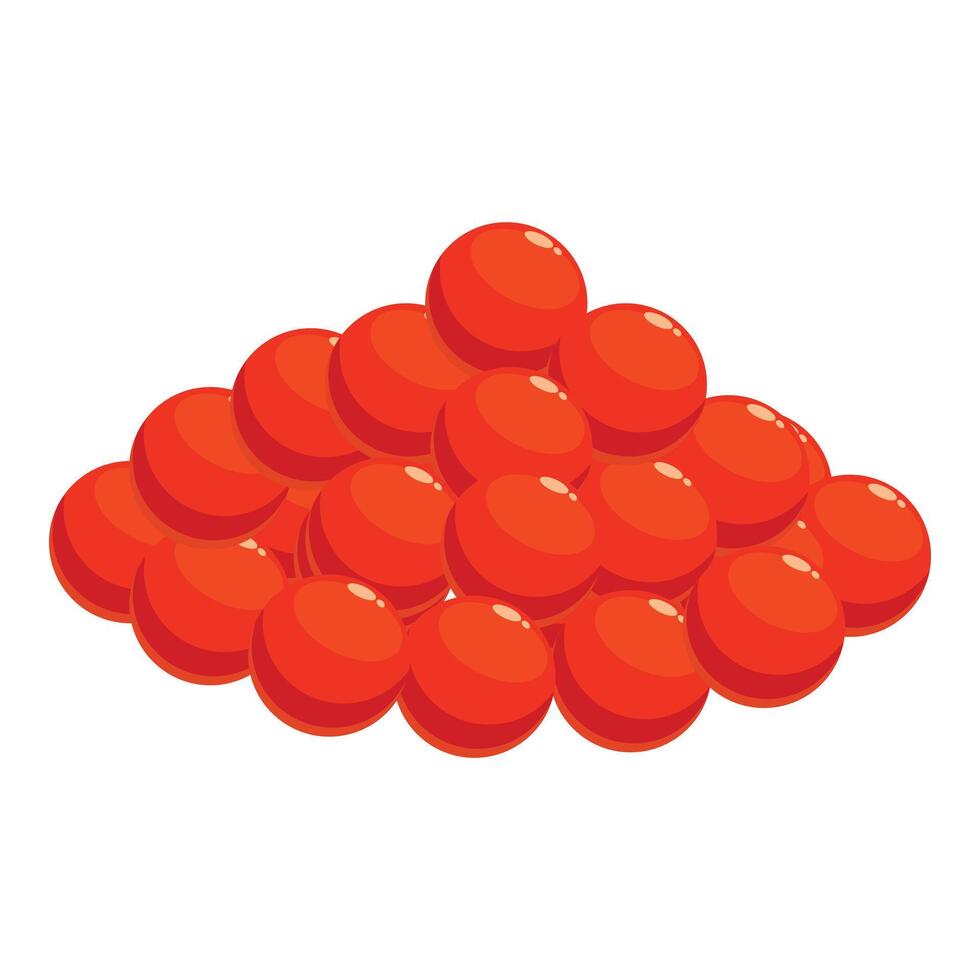 Red caviar heap forming a small mountain of fish eggs vector