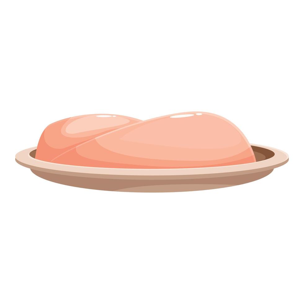 Fresh chicken fillet resting on an oval tray, ready for cooking vector