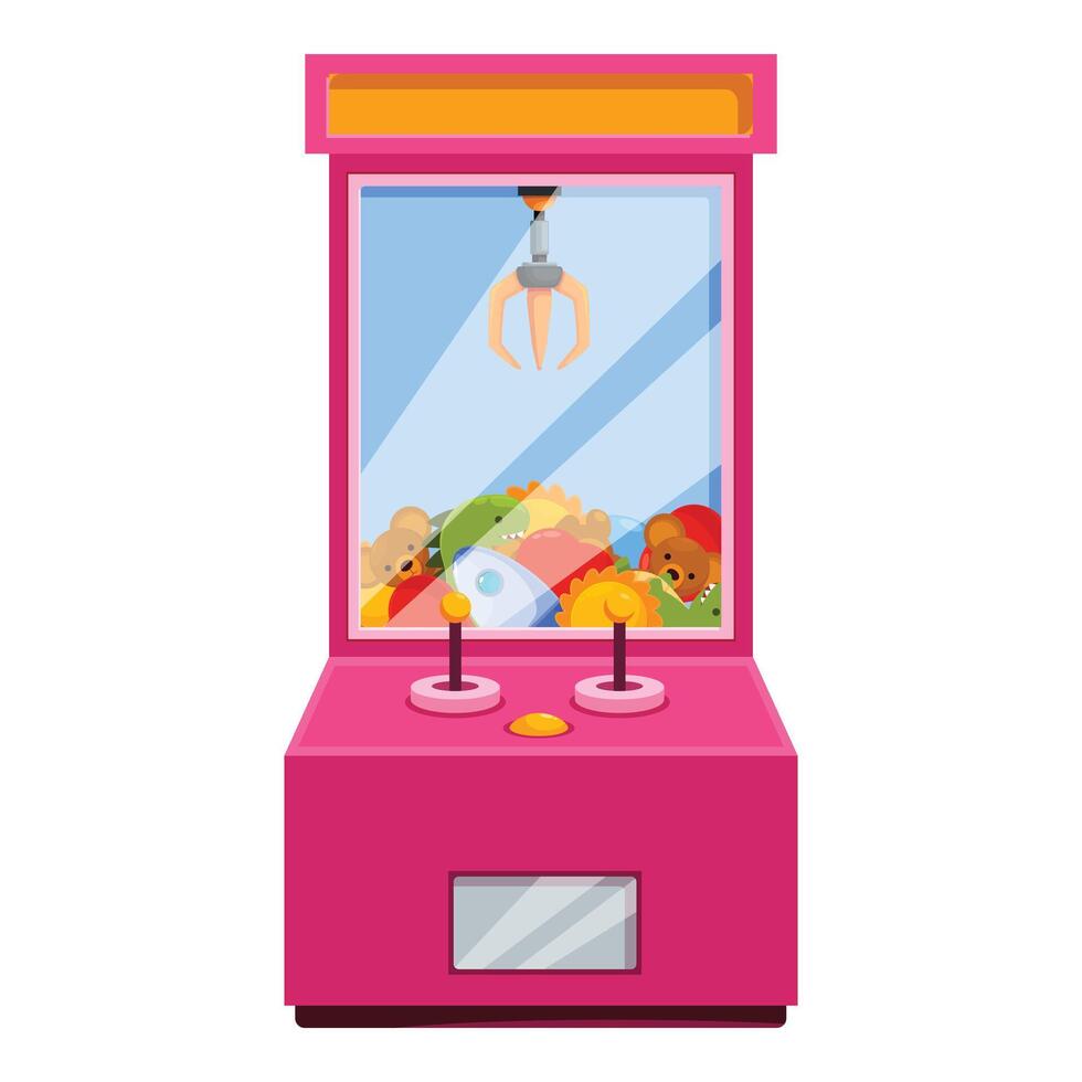 Pink claw crane arcade game grabbing plush toys vector