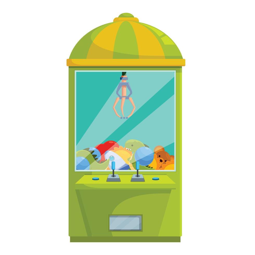 Claw crane arcade game grabbing toys in glass box vector