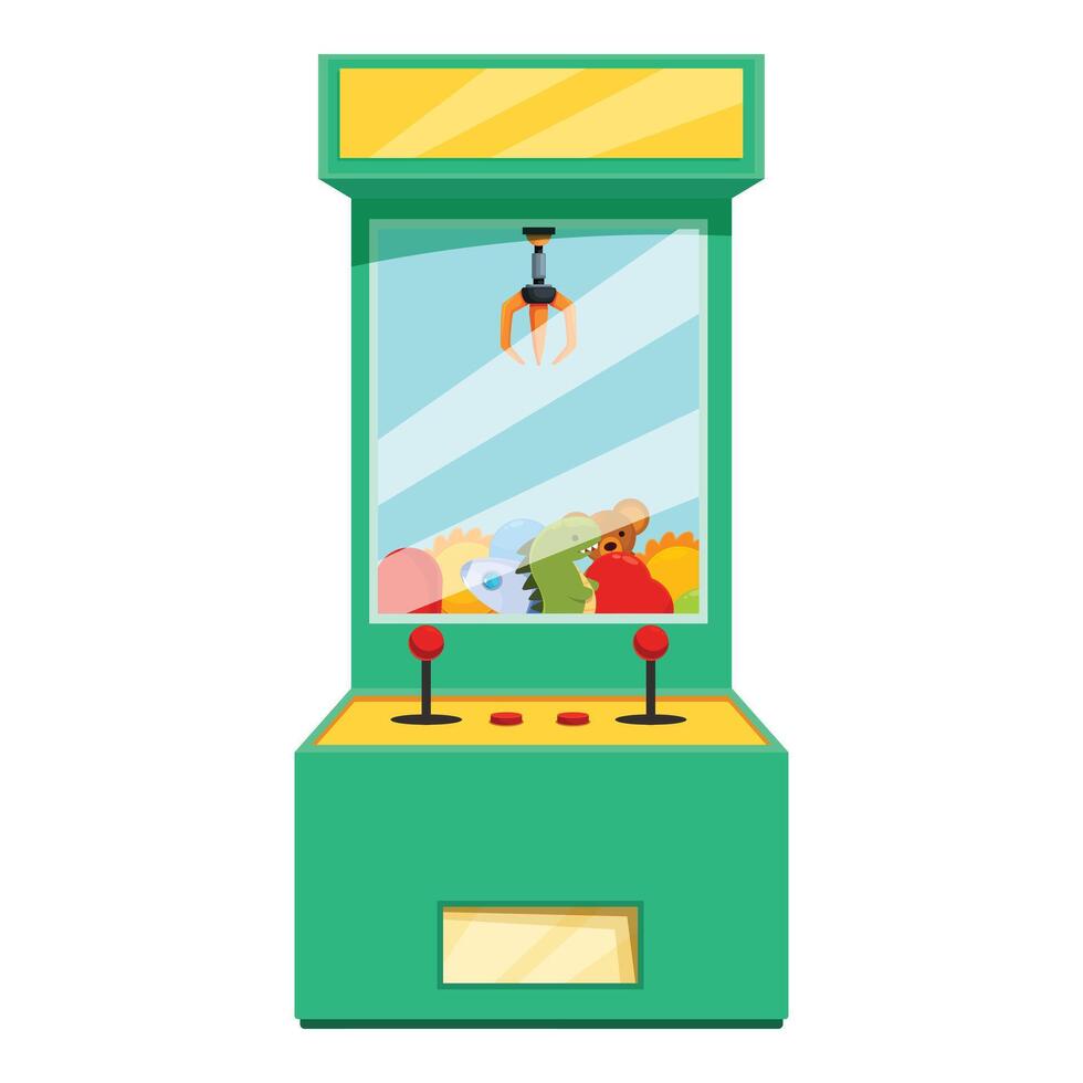 Claw crane arcade game grabbing a plush toy vector
