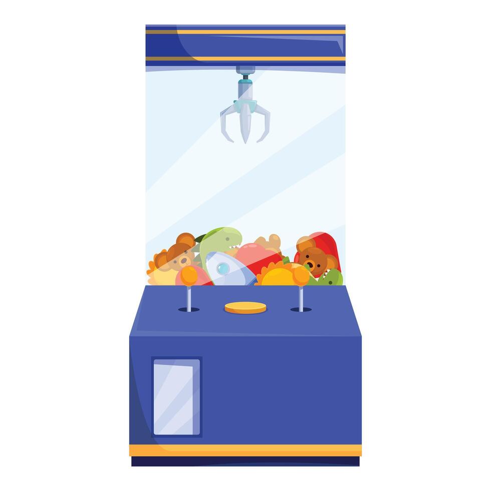 Claw crane arcade game machine picking up soft toys vector