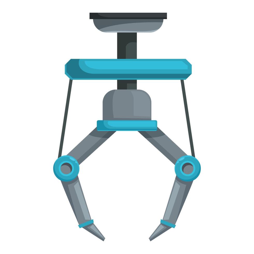 Industrial robotic claw gripper picking up objects in a factory setting vector
