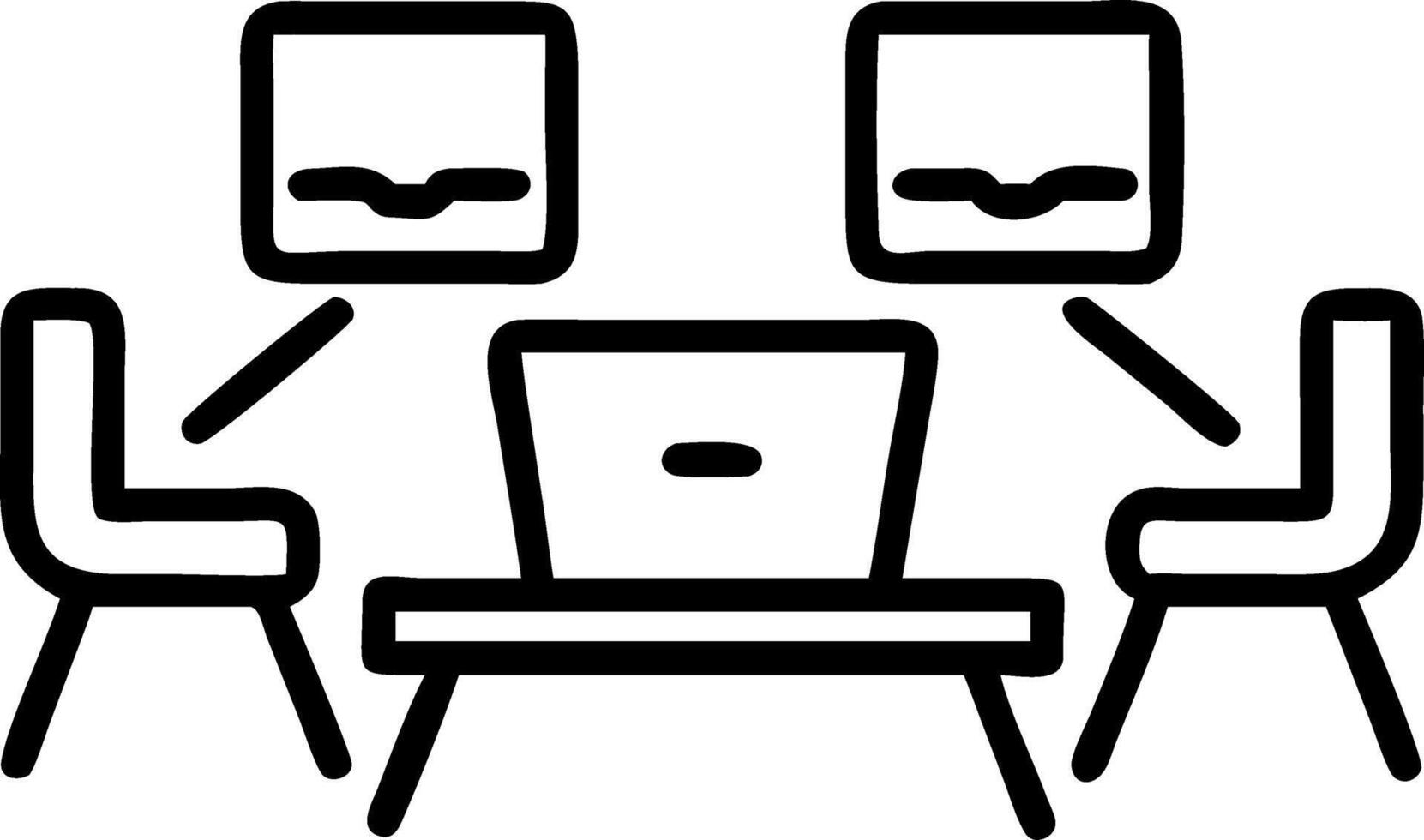 Glossy Conference Table with Laptops and Notepads concept as A glossy background of a conference table with laptops notepads and pens arranged neatly. The camera focuses on the sle vector