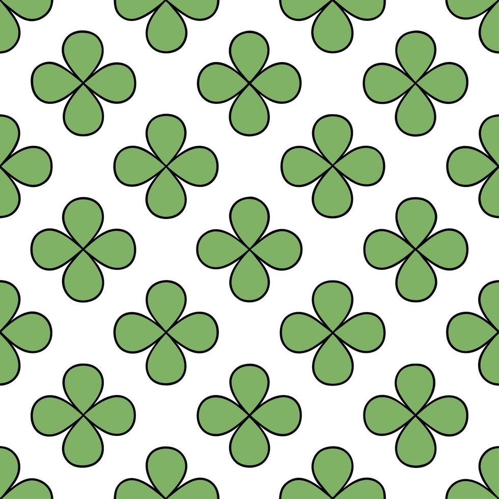 Geometric clover seamless pattern with sharp lines and modern aesthetics on white concept as Sharp lined geometric clovers creating a modern seamless pattern perfect for contempora vector