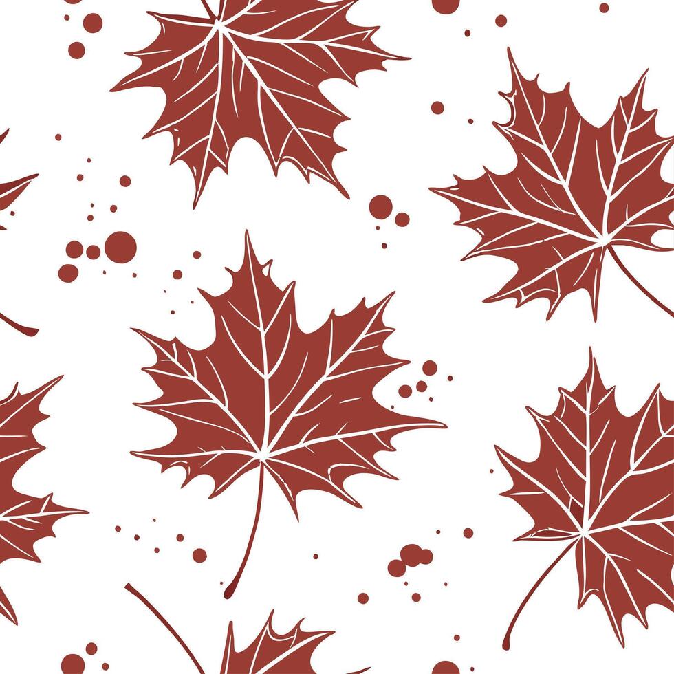 Ethereal maple leaves seamless pattern with light tones and airy elements on white background concept as Light toned ethereal maple leaves with airy elements creating a dreamy seam vector