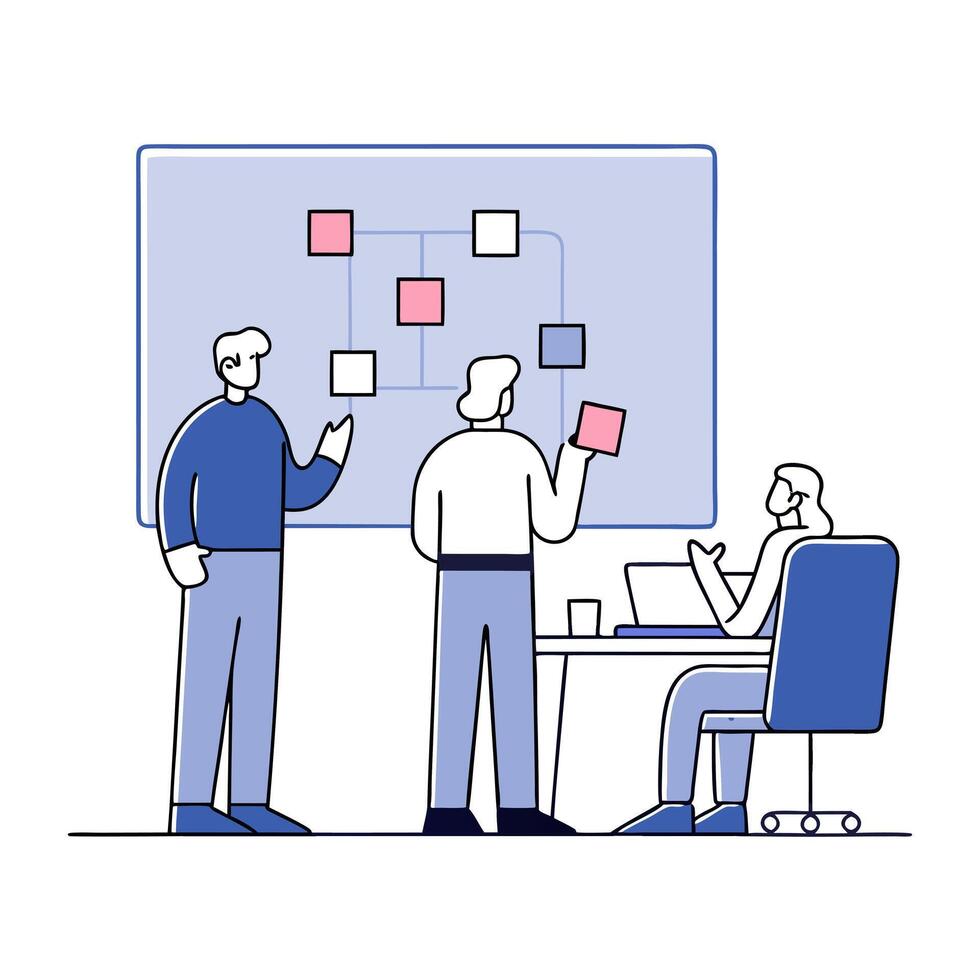 Dynamic Team Collaboration Candid Shot of Office Members Exchanging Colorful Sticky Notes for Creative Ideas and Business Innovation Stock Photo Concept vector