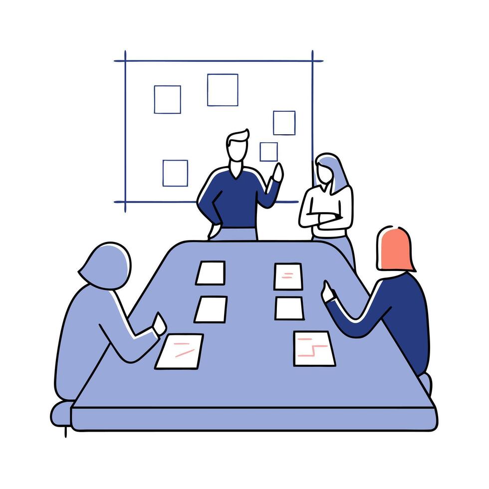 Candid Team Brainstorming Session Creative Collaboration Around a Conference Table vector