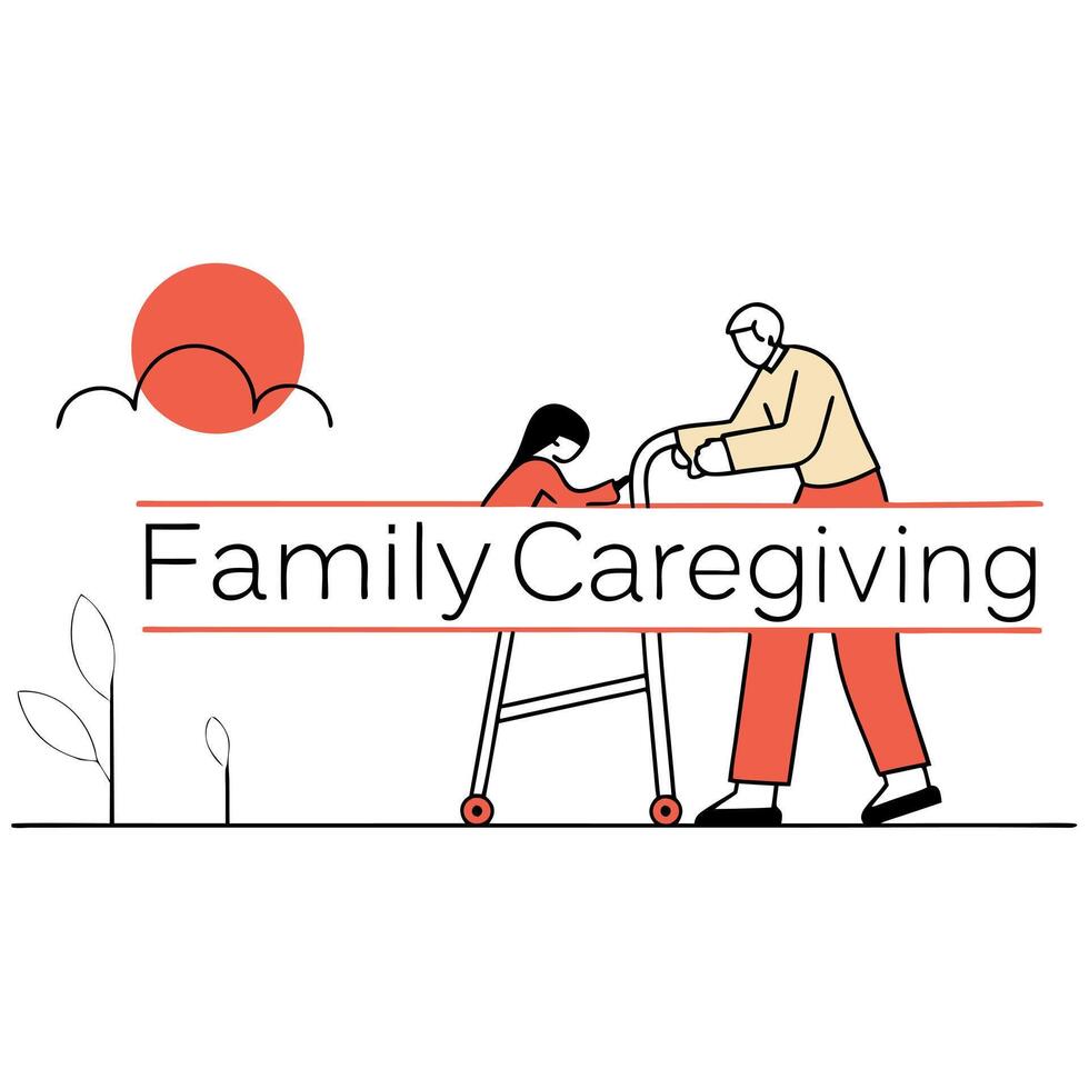 Candid Shot of Child Assisting Grandparent with Mobility Device A Heartwarming Moment of Intergenerational Care and Love in Family Caregiving Photography vector